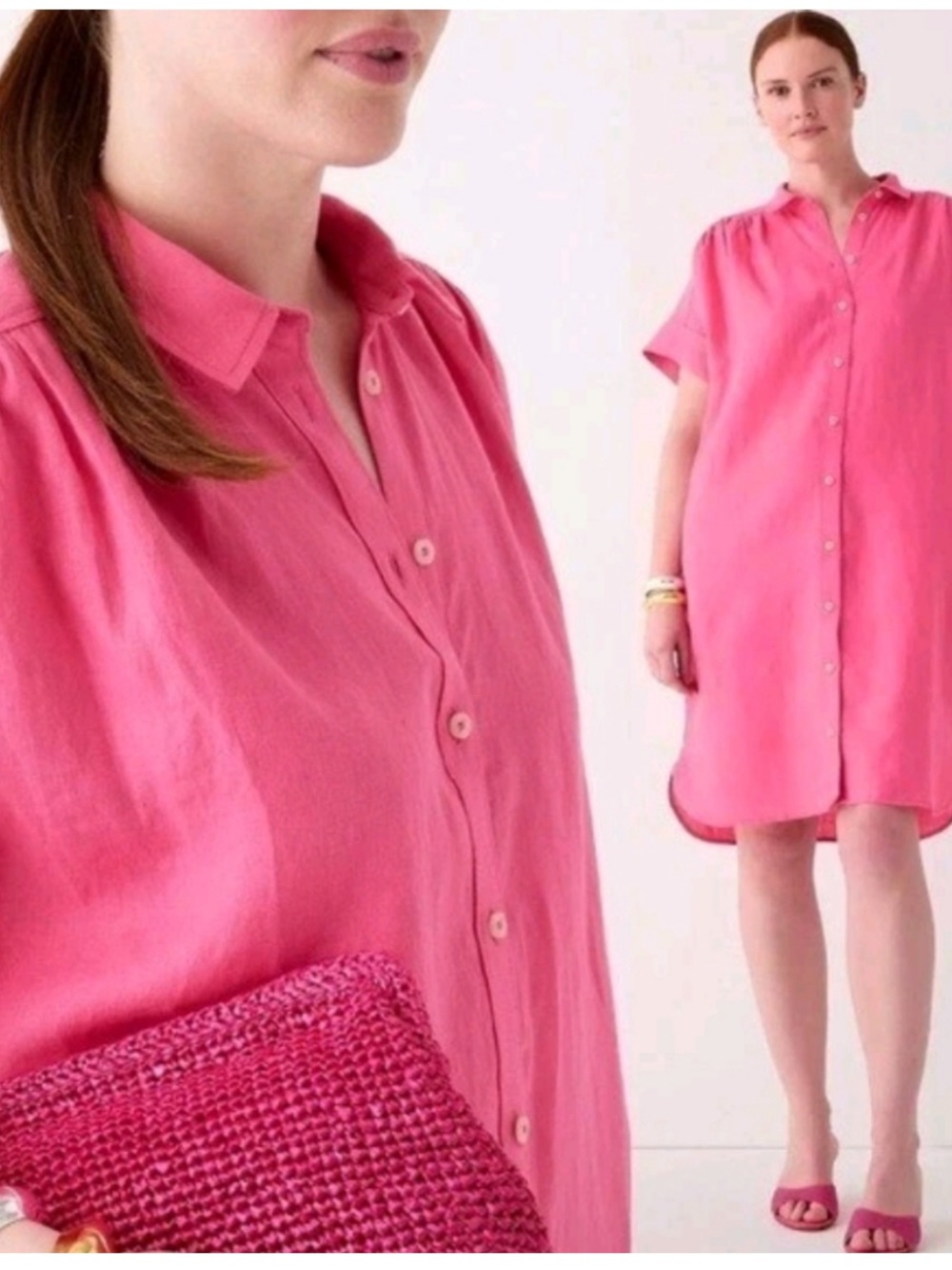 Baird McNutt for J. Crew Irish linen pink button up dress retro beach boho